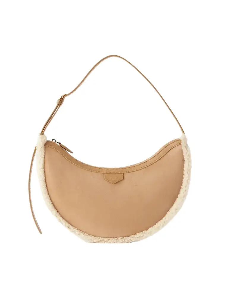 Demi Lune Shearling-trimmed Suede Shoulder Bag Demi Lune Shearling-trimmed Suede Shoulder Bag