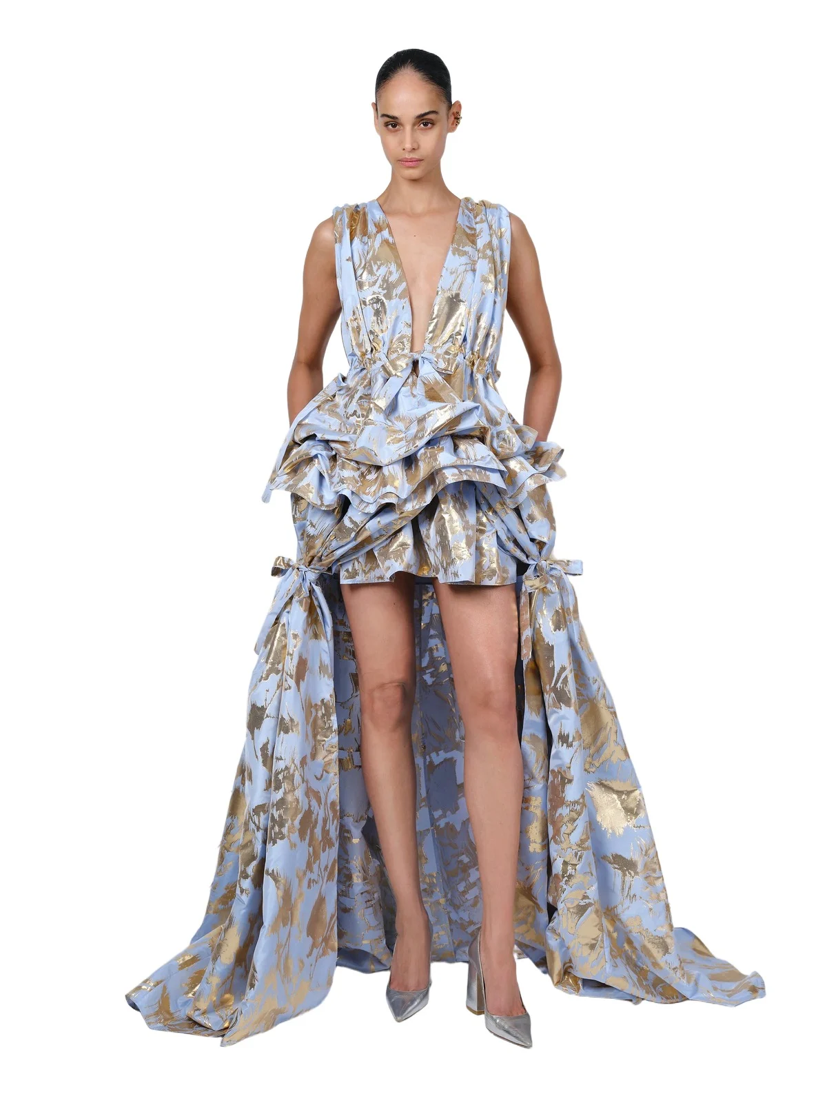 Aknvas The Alexandrina gown in cornflower and gold
