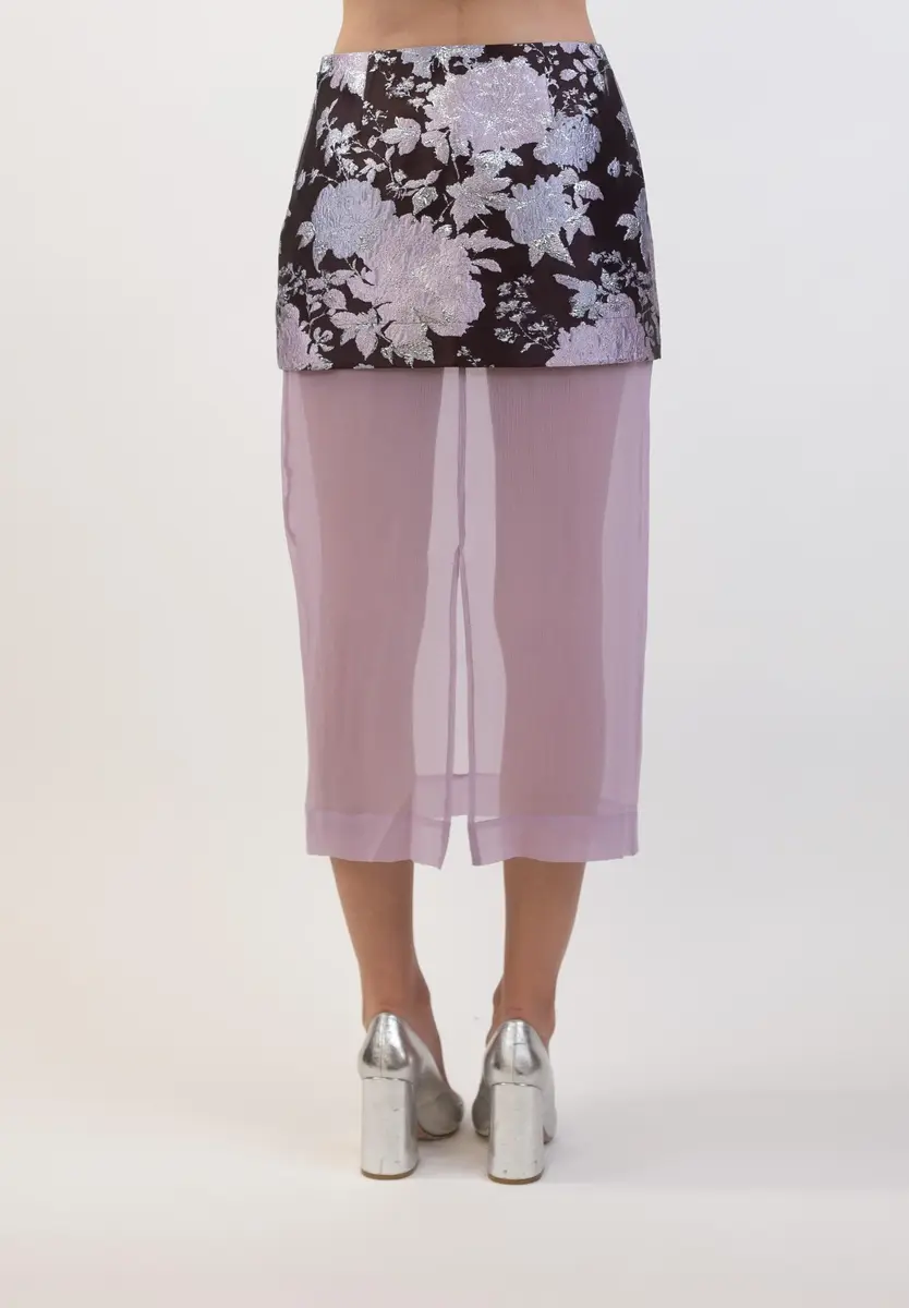 Aknvas The Brooke skirt in burgundy/pink/silver brocade | Thumbnail 2 Aknvas The Brooke skirt in burgundy/pink/silver brocade | Thumbnail 2