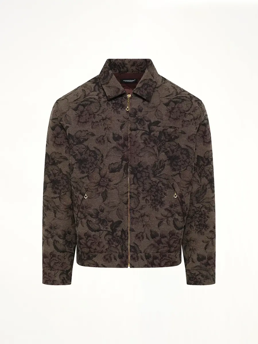 Undercover Flower Zip Up Jacket in Dark Khaki | Thumbnail 2