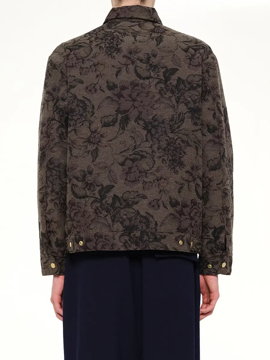 Undercover Flower Zip Up Jacket in Dark Khaki | Thumbnail 5