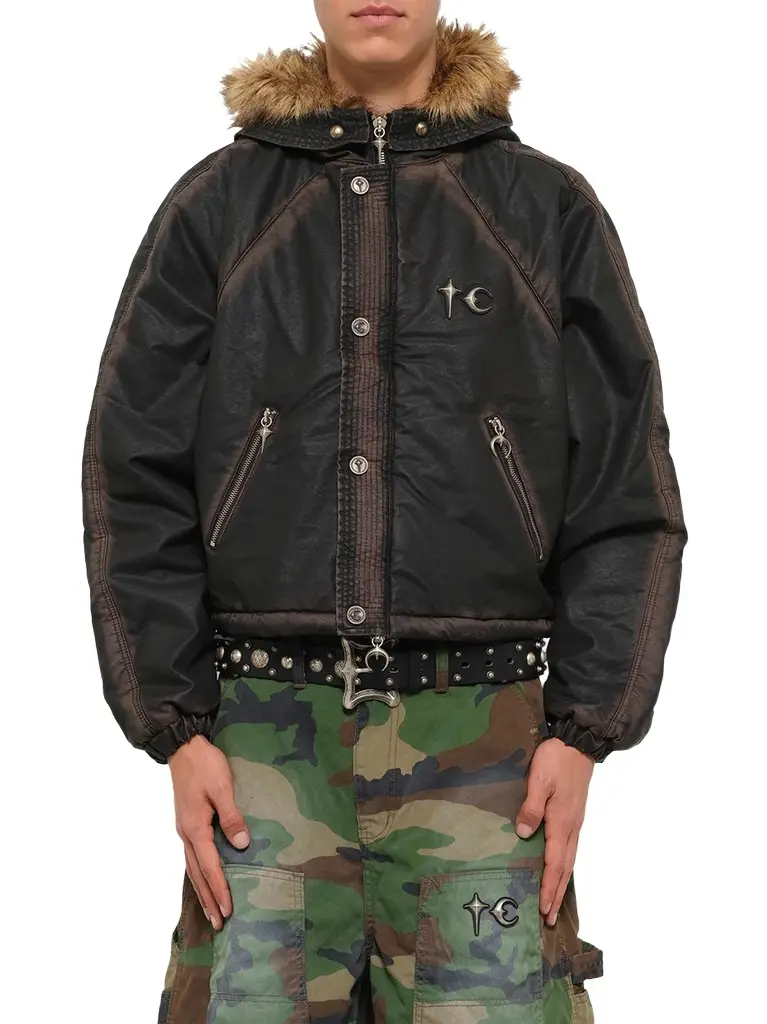 Three Riding Skull Fur Hooded Jacket Three Riding Skull Fur Hooded Jacket