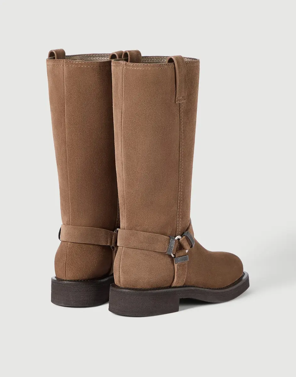 Brunello Cucinelli Suede Biker Boots with monili | Thumbnail 2 Brunello Cucinelli Suede Biker Boots with monili | Thumbnail 2