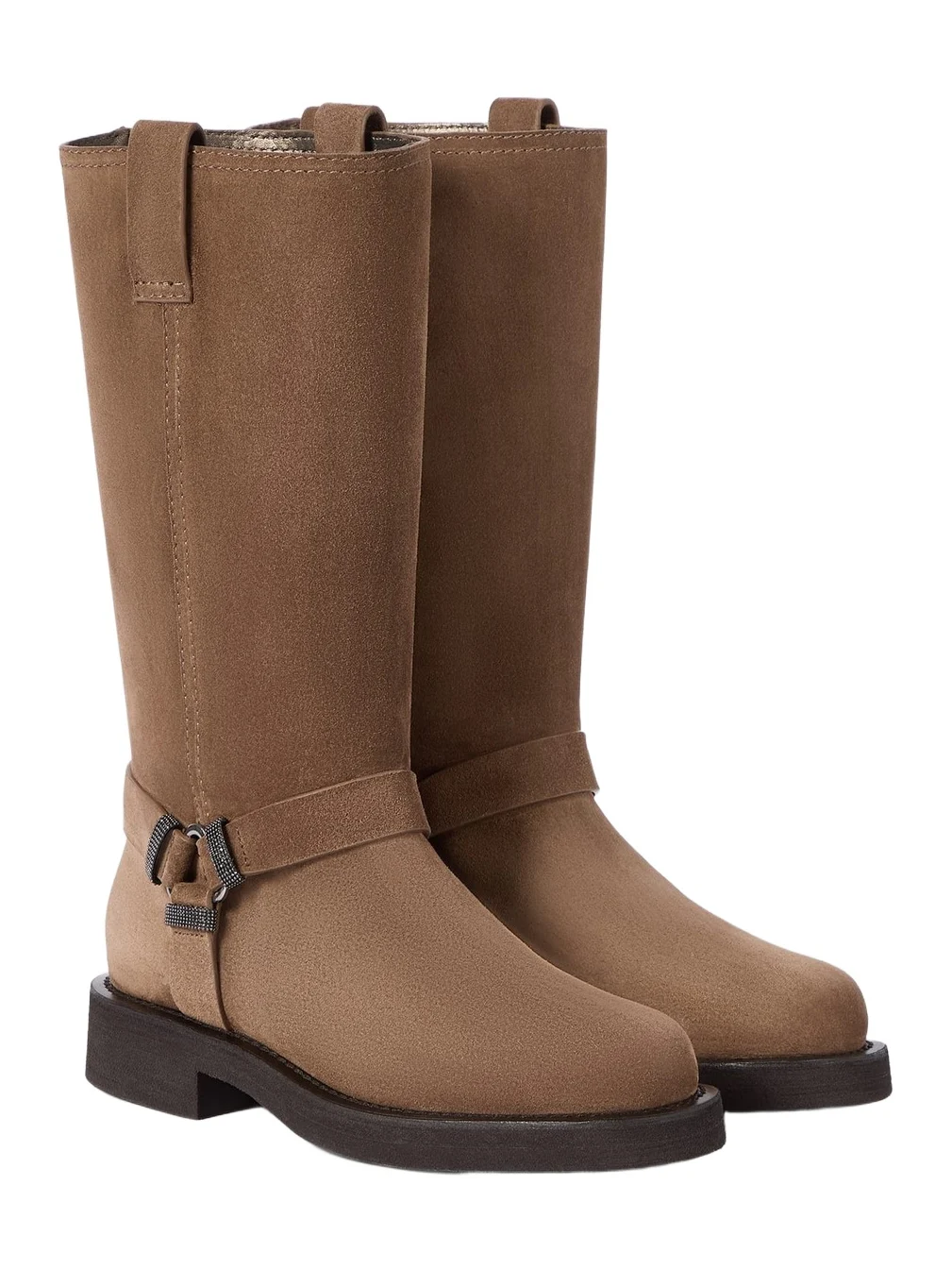 Brunello Cucinelli Suede Biker Boots with monili