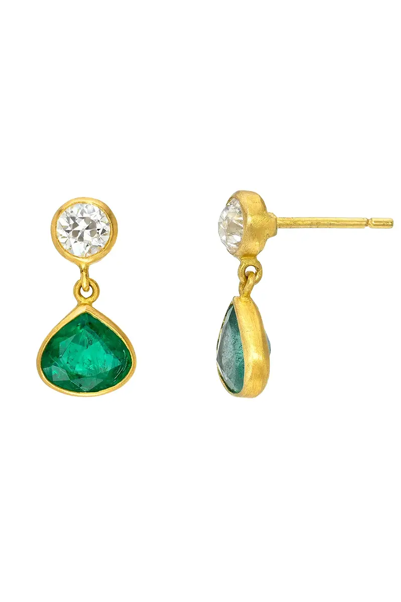CAMILLE BEINHORN Emerald Diamond Gemini Earrings | Thumbnail 2 CAMILLE BEINHORN Emerald Diamond Gemini Earrings | Thumbnail 2