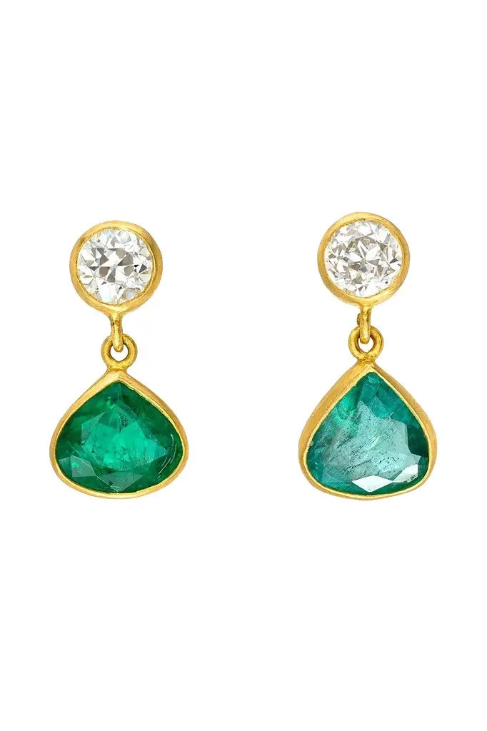 Emerald Diamond Gemini Earrings