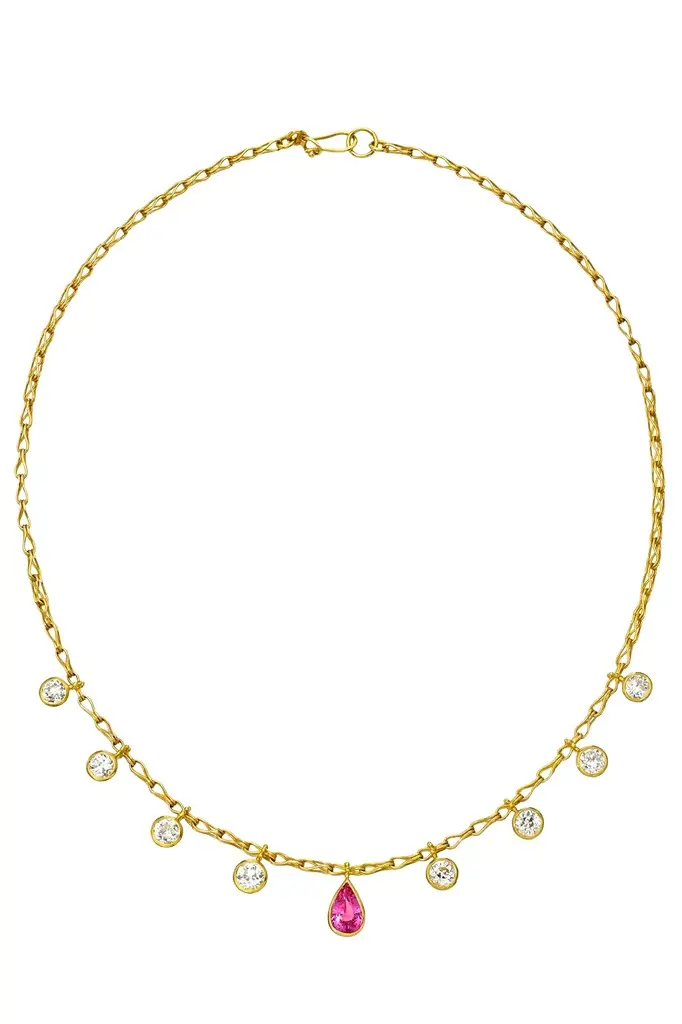 Mahenge Spinel Antique Diamond Flare Necklace Mahenge Spinel Antique Diamond Flare Necklace