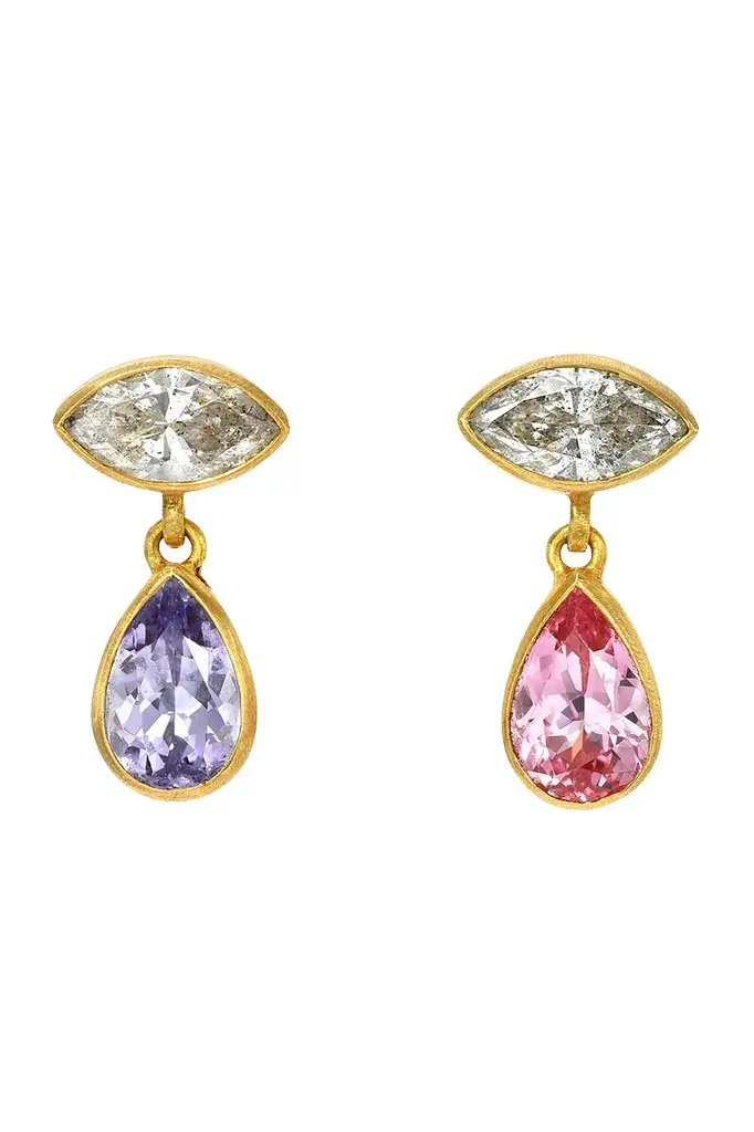 Grey Diamond Spinel Gemini Earrings Grey Diamond Spinel Gemini Earrings