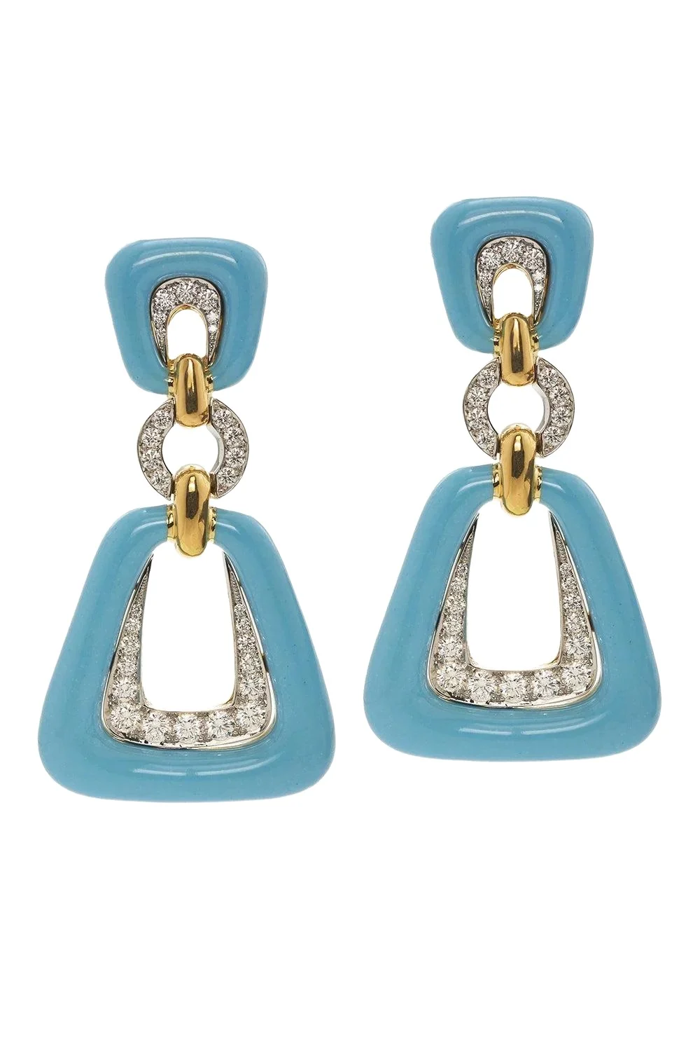 DAVID WEBB Diamond Light Blue Dinner Bell Earrings