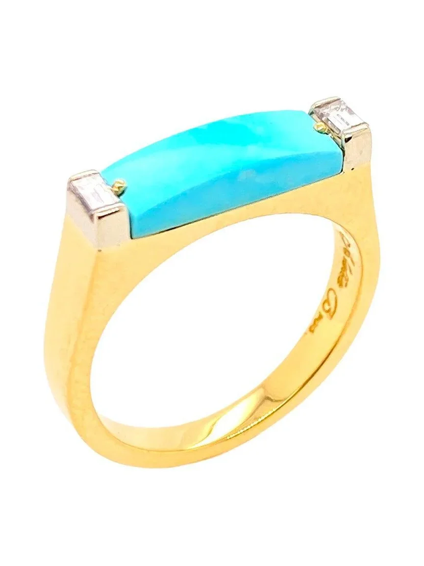 Turquoise Diamond Tratto Stacking Ring Turquoise Diamond Tratto Stacking Ring