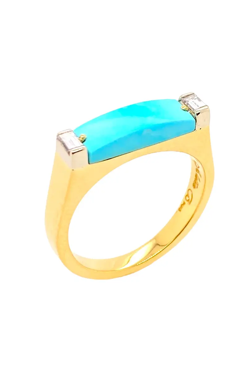 Turquoise Diamond Tratto Stacking Ring