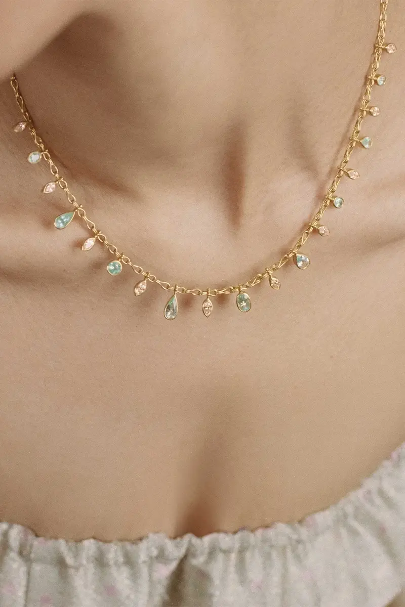 CAMILLE BEINHORN Paraiba Tourmaline Diamond Fringe Necklace | Thumbnail 2 CAMILLE BEINHORN Paraiba Tourmaline Diamond Fringe Necklace | Thumbnail 2