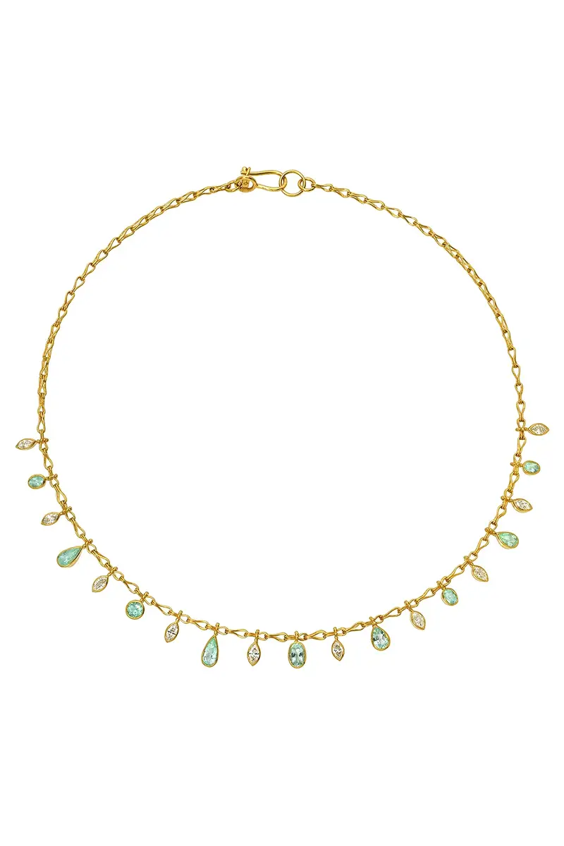 Paraiba Tourmaline Diamond Fringe Necklace Paraiba Tourmaline Diamond Fringe Necklace