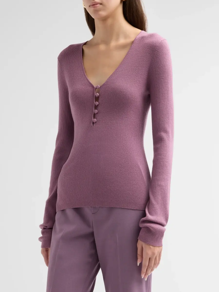 A.L.C. A. L.C. Women's Tate Virgin Wool-Blend V-Neck Sweater | Thumbnail 4