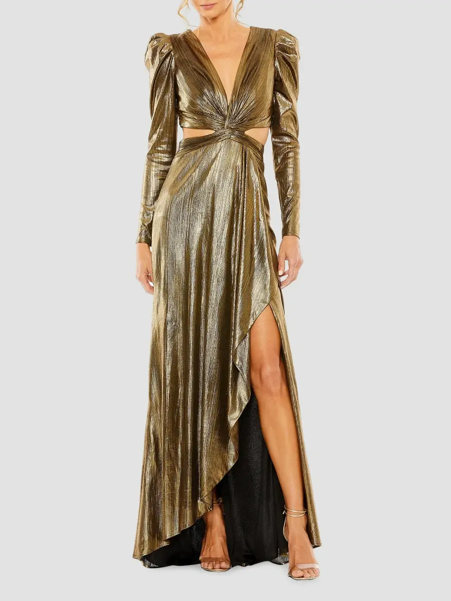 Mac Duggal Women's Ieena Foile Jersey Open-Back Gown | Thumbnail 2 Mac Duggal Women's Ieena Foile Jersey Open-Back Gown | Thumbnail 2