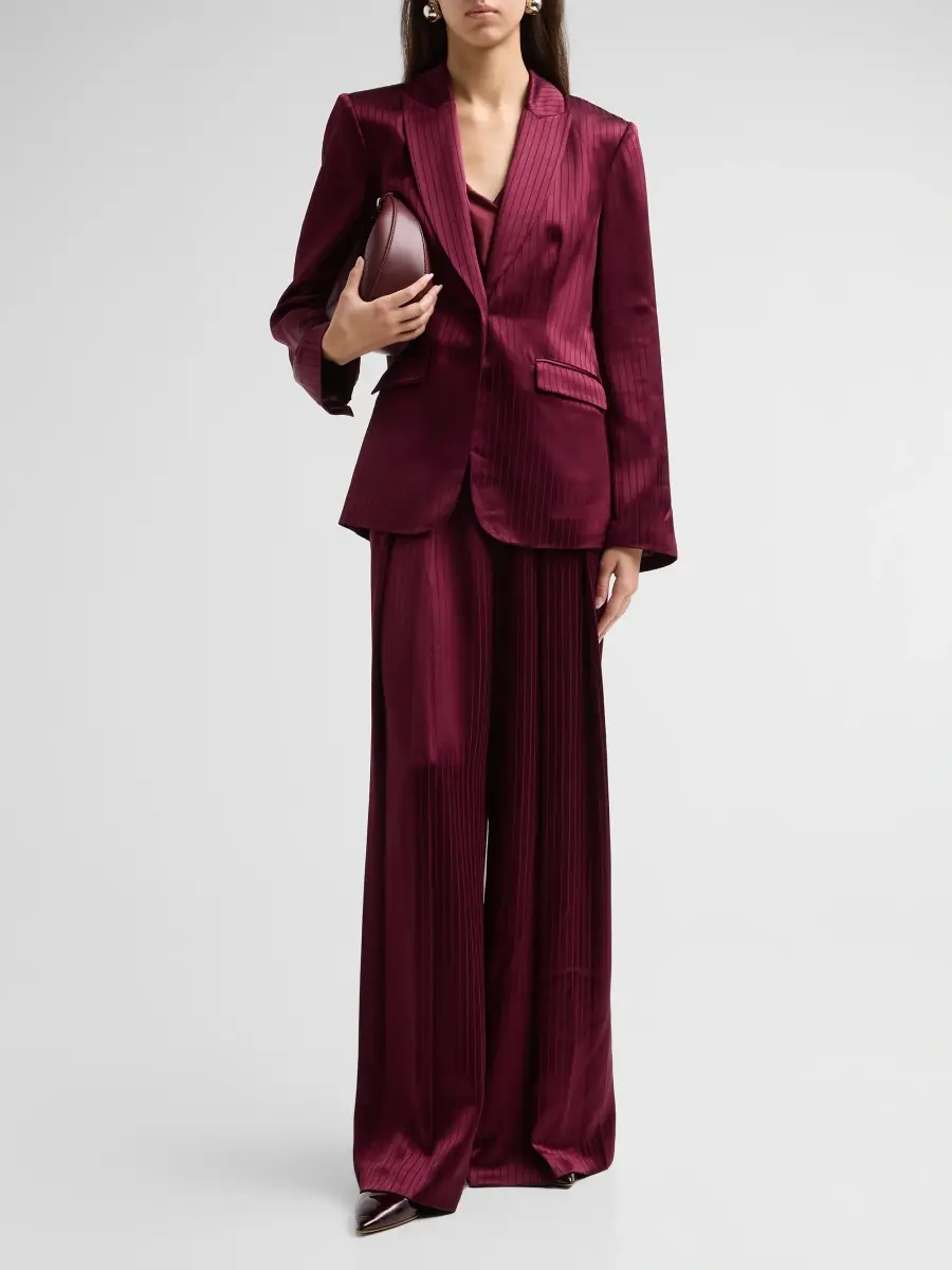 Cinq à Sept Women's Cheyenne Striped Georgia Satin Blazer | Thumbnail 2
