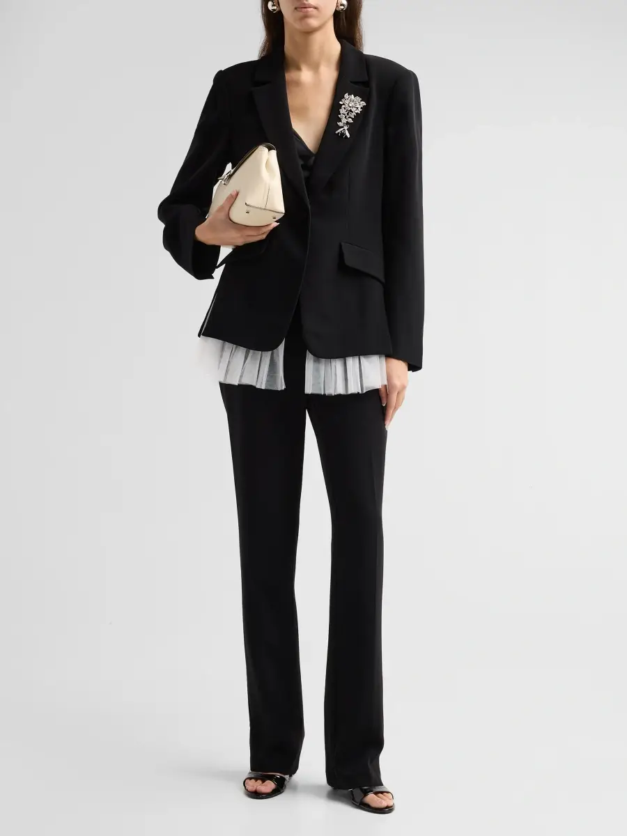 Cinq à Sept Women's Rosabelle Brooch-Detail Ruffle-Hem Blazer | Thumbnail 2 Cinq à Sept Women's Rosabelle Brooch-Detail Ruffle-Hem Blazer | Thumbnail 2