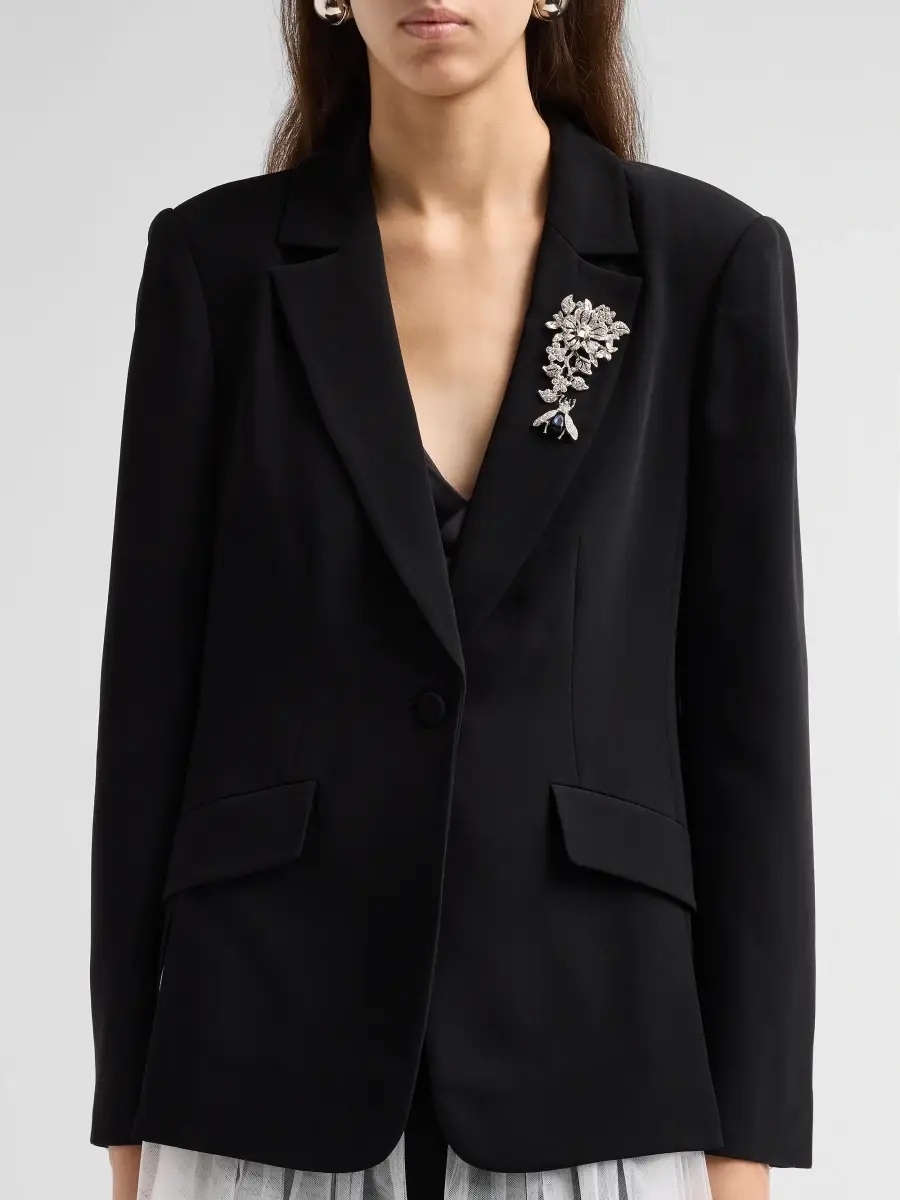 Cinq à Sept Women's Rosabelle Brooch-Detail Ruffle-Hem Blazer | Thumbnail 5 Cinq à Sept Women's Rosabelle Brooch-Detail Ruffle-Hem Blazer | Thumbnail 5