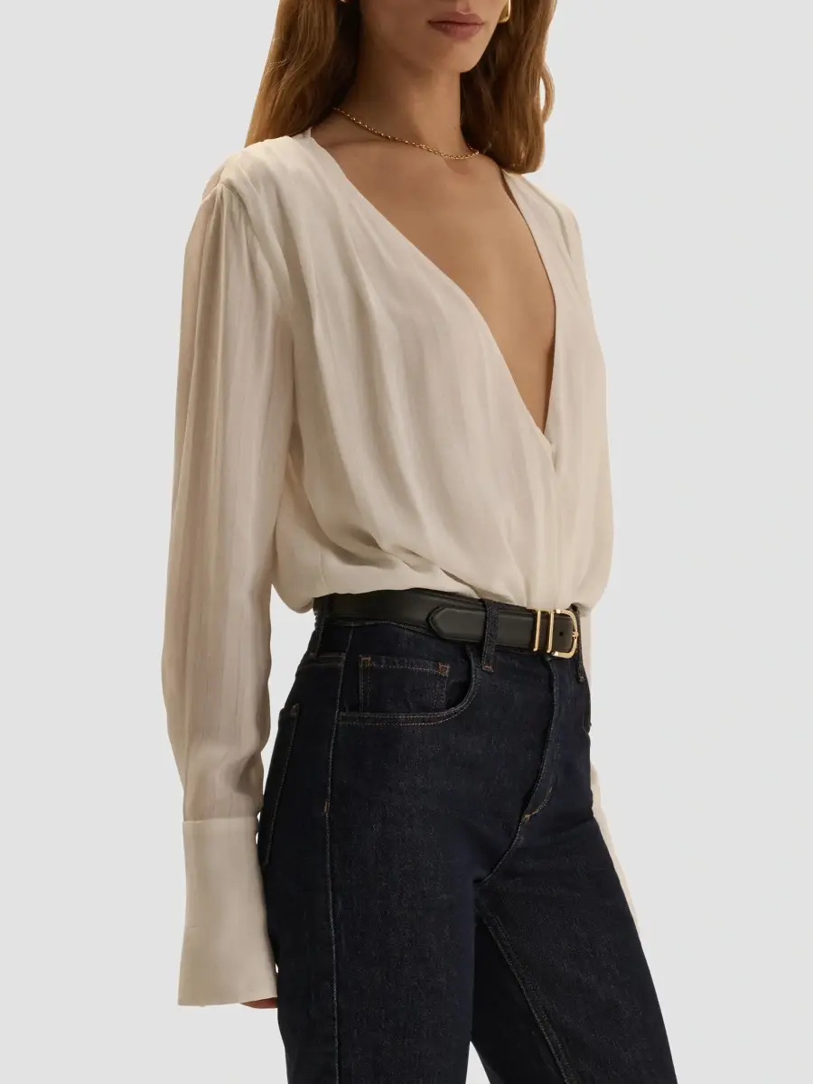 Favorite Daughter Women's The Stripe Jacquard Date Blouse Bodysuit | Thumbnail 5 Favorite Daughter Women's The Stripe Jacquard Date Blouse Bodysuit | Thumbnail 5