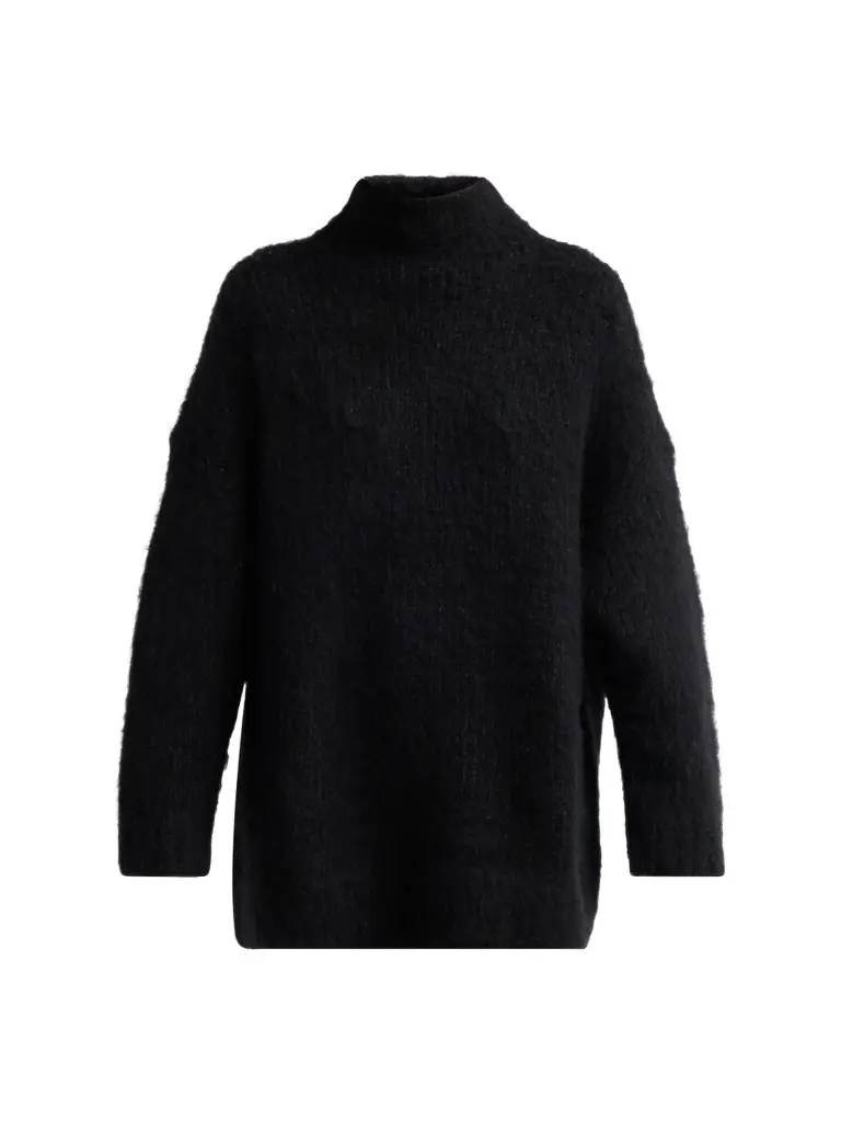 Women's Mock Turtleneck Brushed Wool-Blend Oversized Sweater