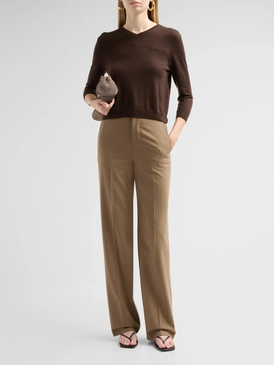 Vince Women's Shrunken V-Neck Cashmere-Silk Knit Top | Thumbnail 2