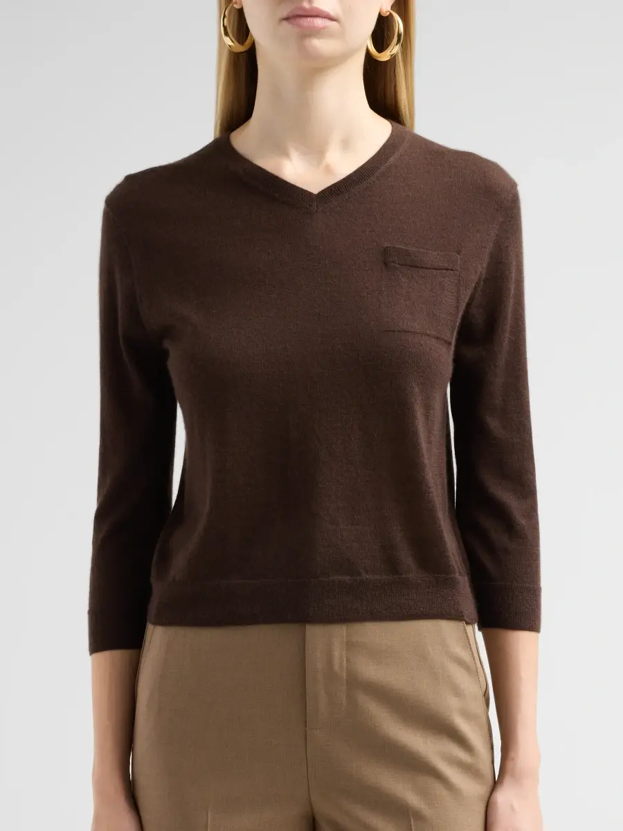Vince Women's Shrunken V-Neck Cashmere-Silk Knit Top | Thumbnail 5
