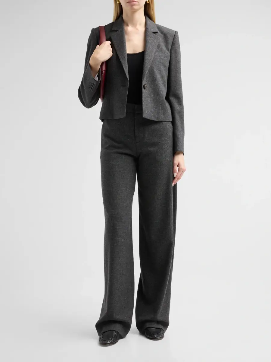 Vince Women's Micro-Houndstooth Wool-Blend Crop Blazer | Thumbnail 2
