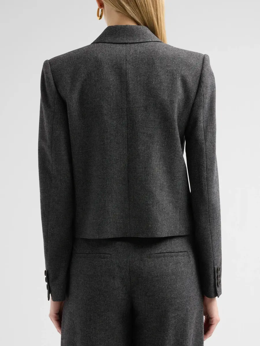 Vince Women's Micro-Houndstooth Wool-Blend Crop Blazer | Thumbnail 3
