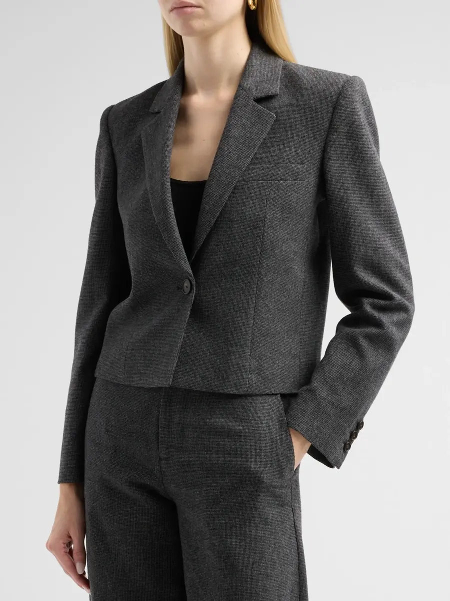 Vince Women's Micro-Houndstooth Wool-Blend Crop Blazer | Thumbnail 4