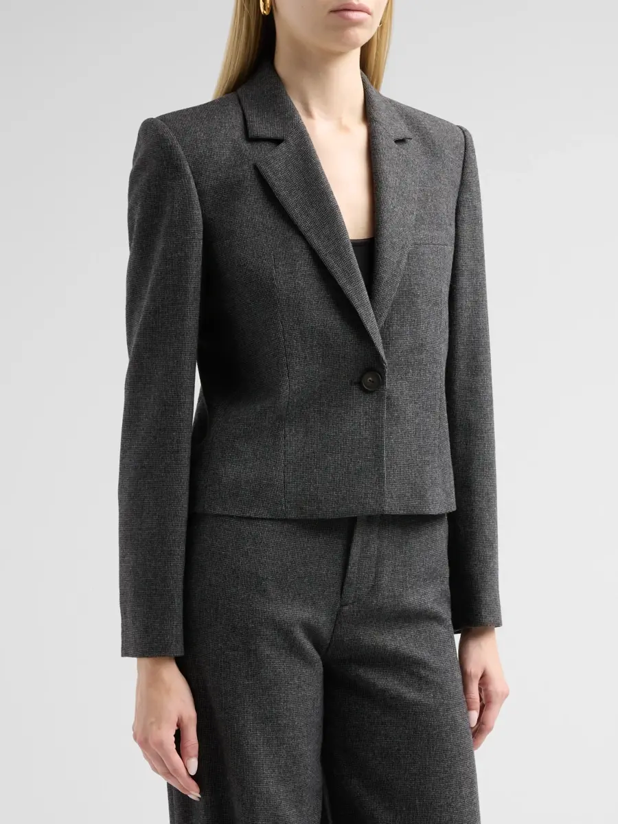Vince Women's Micro-Houndstooth Wool-Blend Crop Blazer | Thumbnail 5