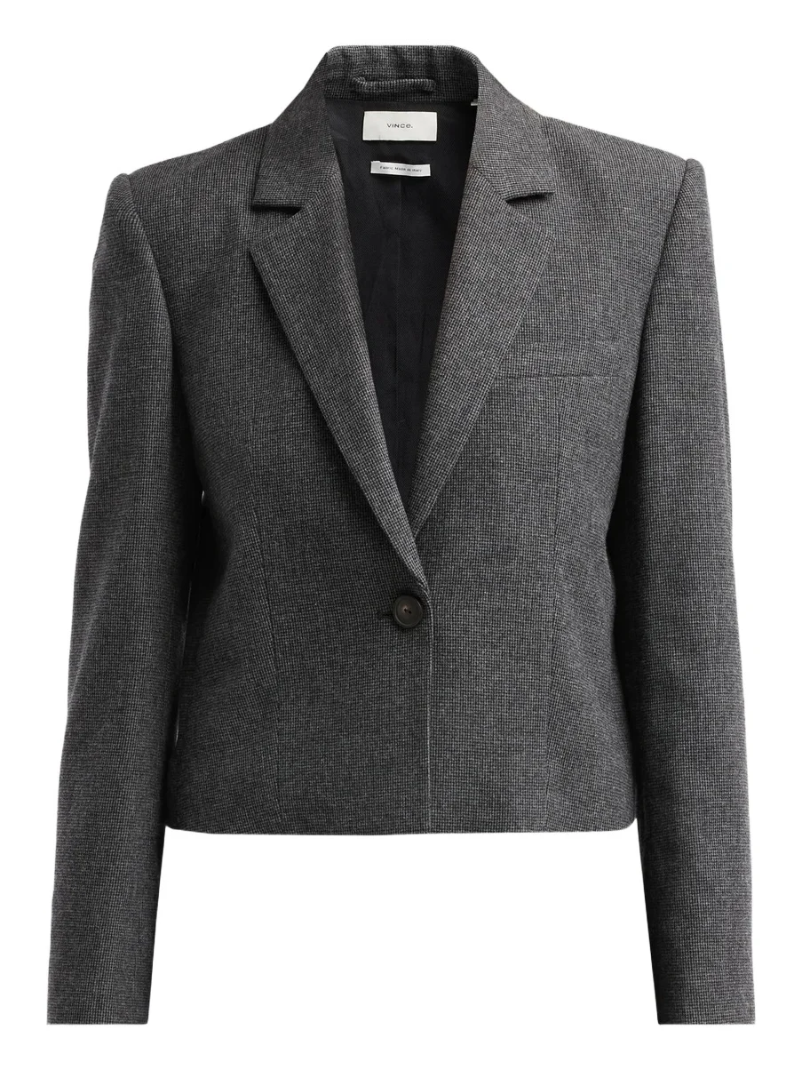 Vince Women's Micro-Houndstooth Wool-Blend Crop Blazer