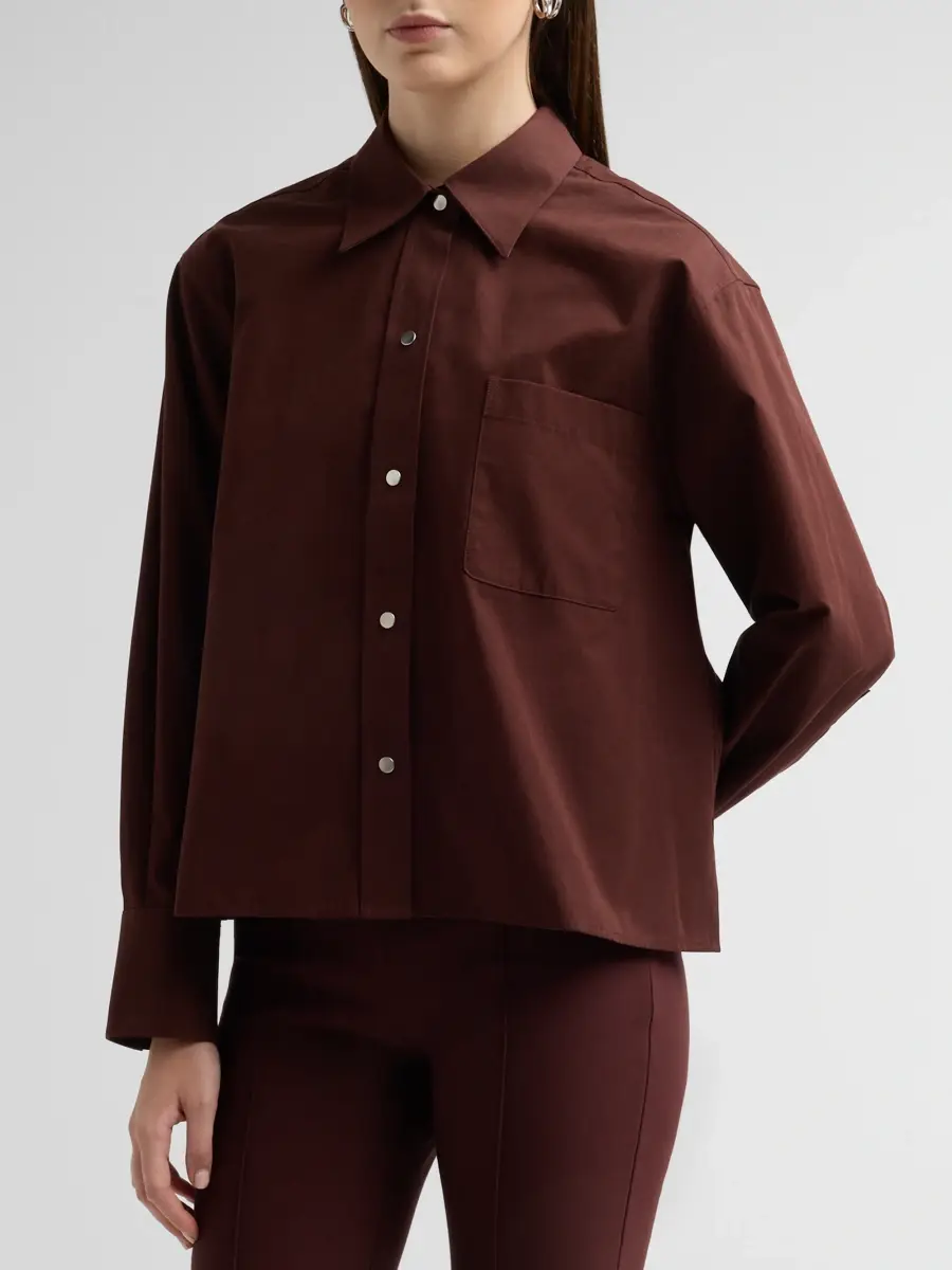 Vince Women's Cotton Snap-Front Shirt | Thumbnail 4 Vince Women's Cotton Snap-Front Shirt | Thumbnail 4