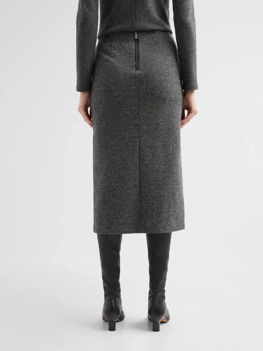 Vince Women's Micro-Houndstooth Cotton-Blend Jacquard Skirt | Thumbnail 3 Vince Women's Micro-Houndstooth Cotton-Blend Jacquard Skirt | Thumbnail 3