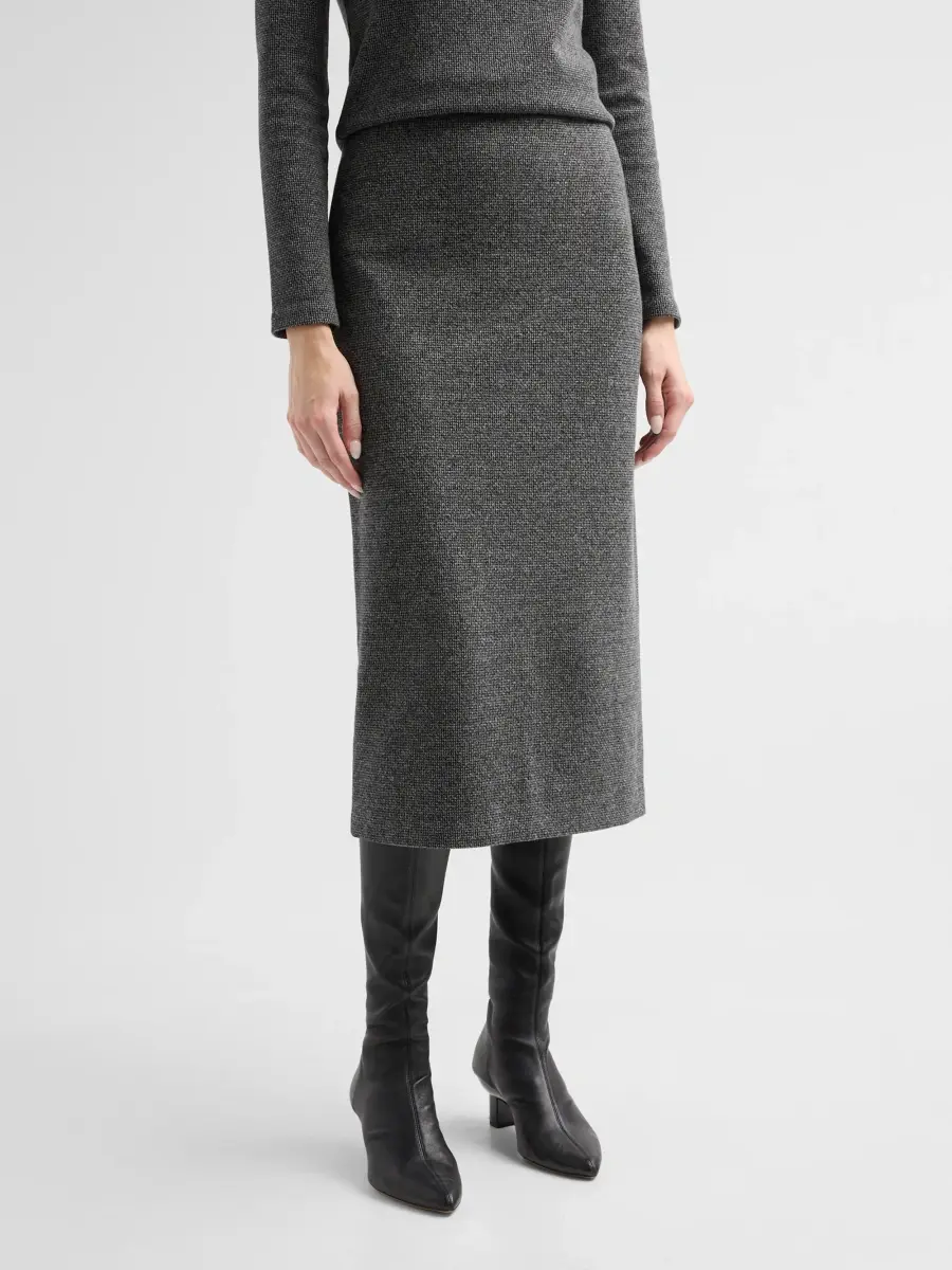 Vince Women's Micro-Houndstooth Cotton-Blend Jacquard Skirt | Thumbnail 4 Vince Women's Micro-Houndstooth Cotton-Blend Jacquard Skirt | Thumbnail 4