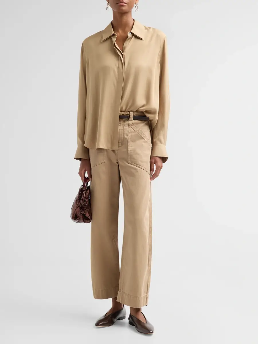 Vince Women's Double Collar Silk-Blend Shirt | Thumbnail 2 Vince Women's Double Collar Silk-Blend Shirt | Thumbnail 2