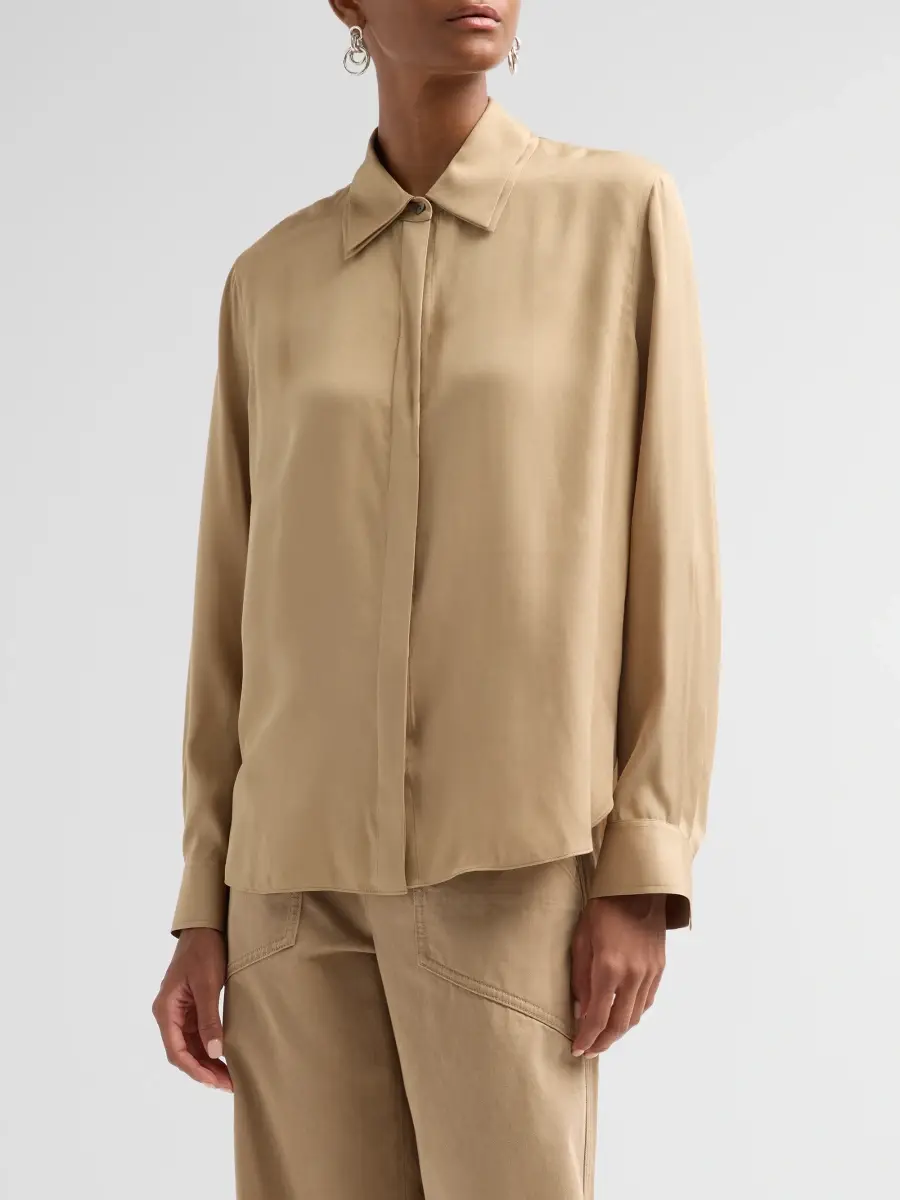 Vince Women's Double Collar Silk-Blend Shirt | Thumbnail 4 Vince Women's Double Collar Silk-Blend Shirt | Thumbnail 4
