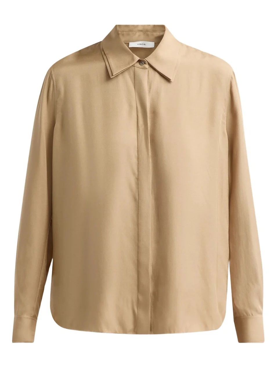 Vince Women's Double Collar Silk-Blend Shirt