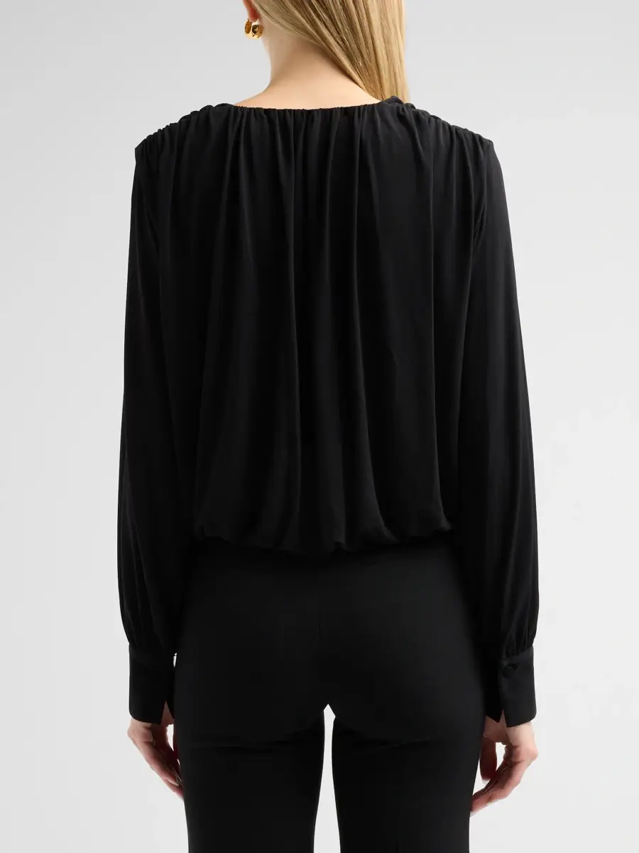 Vince Women's V-Neck Bubble-Hem Long-Sleeve Top | Thumbnail 3 Vince Women's V-Neck Bubble-Hem Long-Sleeve Top | Thumbnail 3