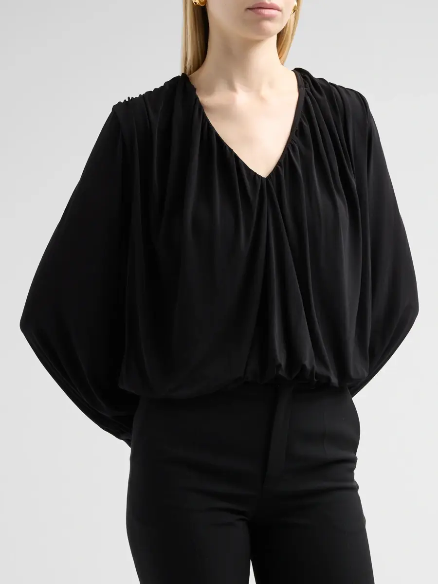 Vince Women's V-Neck Bubble-Hem Long-Sleeve Top | Thumbnail 4 Vince Women's V-Neck Bubble-Hem Long-Sleeve Top | Thumbnail 4