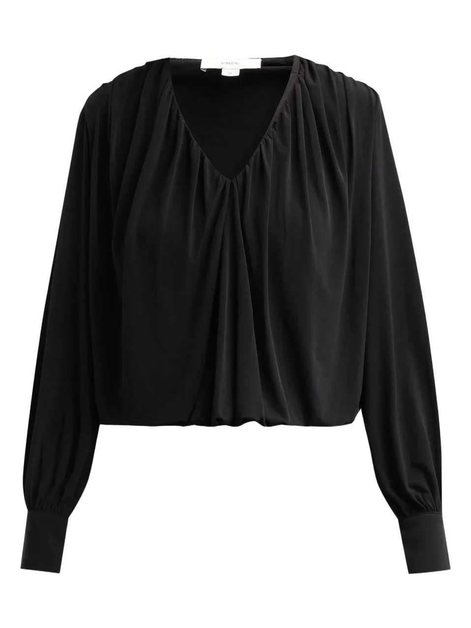 Women's V-Neck Bubble-Hem Long-Sleeve Top Women's V-Neck Bubble-Hem Long-Sleeve Top