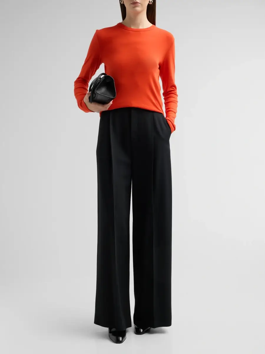 Vince Women's Essential Cotton-Blend Crewneck Long-Sleeve Shirt | Thumbnail 2
