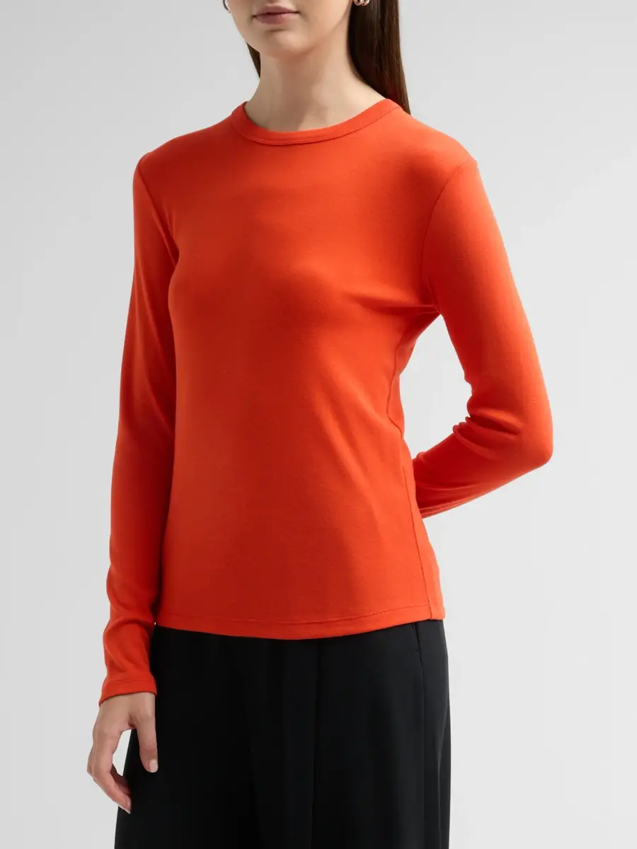 Vince Women's Essential Cotton-Blend Crewneck Long-Sleeve Shirt | Thumbnail 4