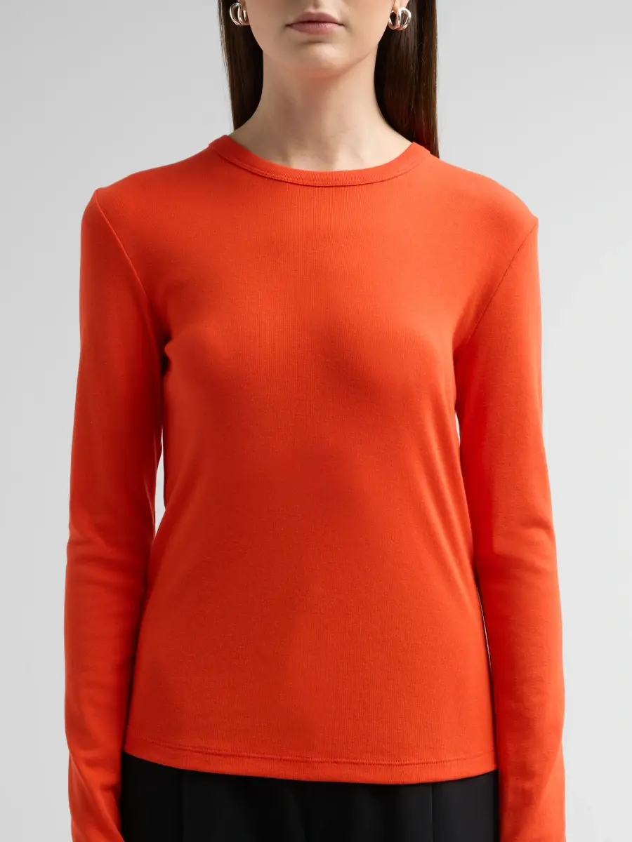 Vince Women's Essential Cotton-Blend Crewneck Long-Sleeve Shirt | Thumbnail 5