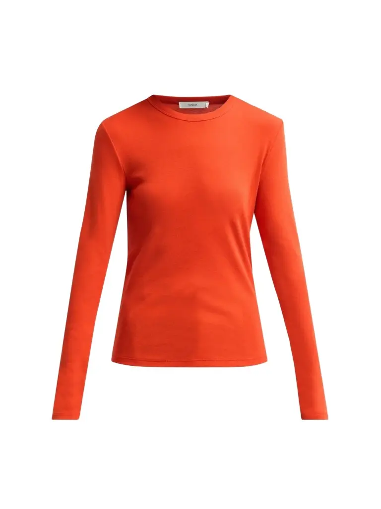 Women's Essential Cotton-Blend Crewneck Long-Sleeve Shirt Women's Essential Cotton-Blend Crewneck Long-Sleeve Shirt