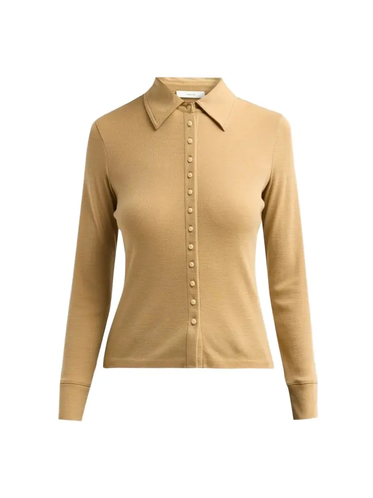 Women's Multi-Button Collared Wool-Blend Cardigan Women's Multi-Button Collared Wool-Blend Cardigan