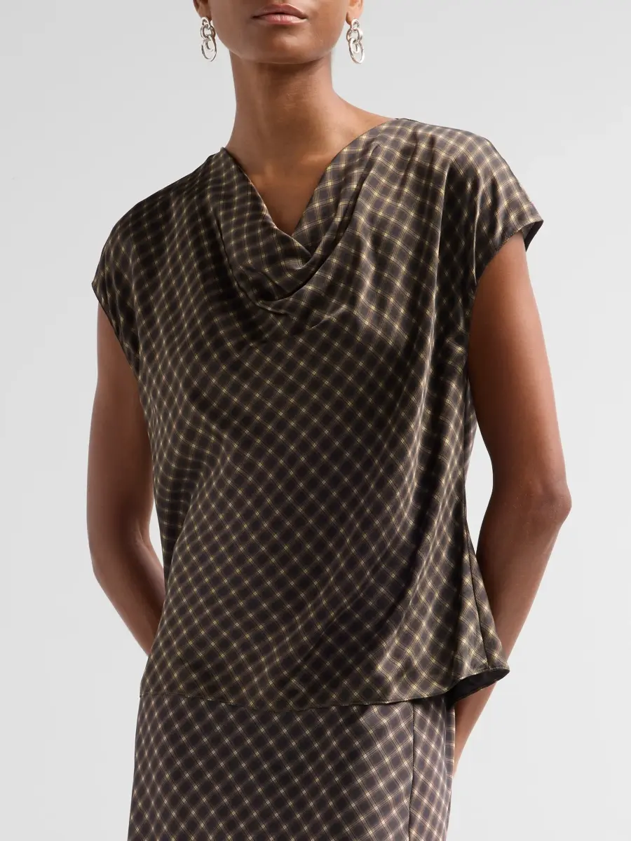 Vince Women's Ombré Plaid Cowlneck Blouse | Thumbnail 4 Vince Women's Ombré Plaid Cowlneck Blouse | Thumbnail 4