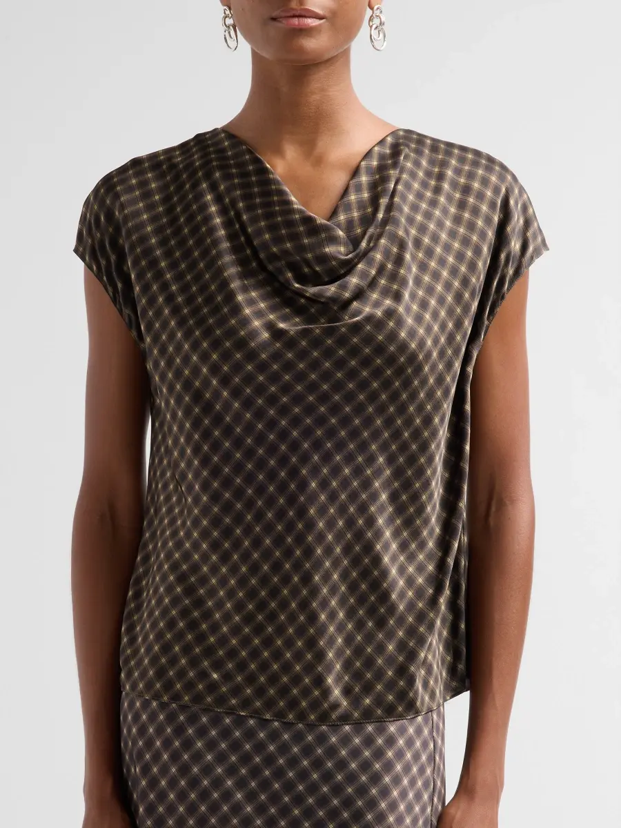 Vince Women's Ombré Plaid Cowlneck Blouse | Thumbnail 5 Vince Women's Ombré Plaid Cowlneck Blouse | Thumbnail 5
