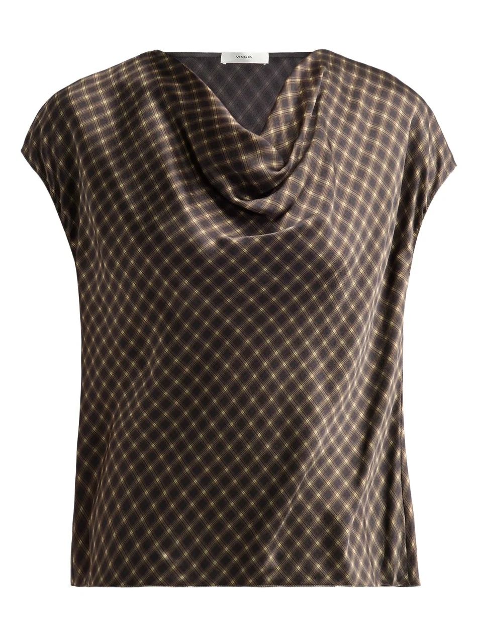 Vince Women's Ombré Plaid Cowlneck Blouse