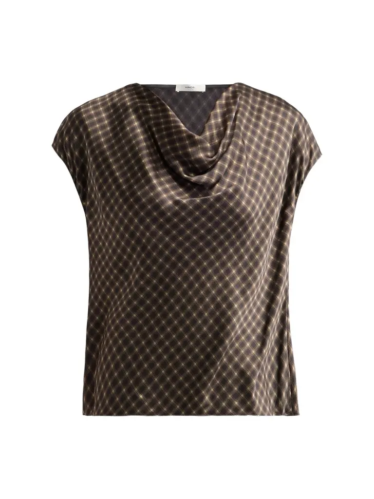 Vince Women's Ombré Plaid Cowlneck Blouse