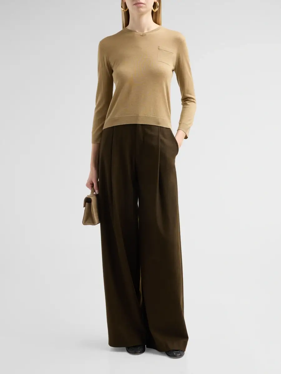 Vince Women's Shrunken V-Neck Cashmere-Silk Knit Top | Thumbnail 2